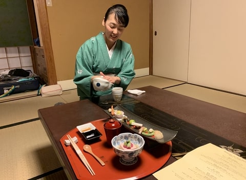 Experiencing a Ryokan stay with traditional Japanese serving food was a highlight of our Japan Youth Travel.